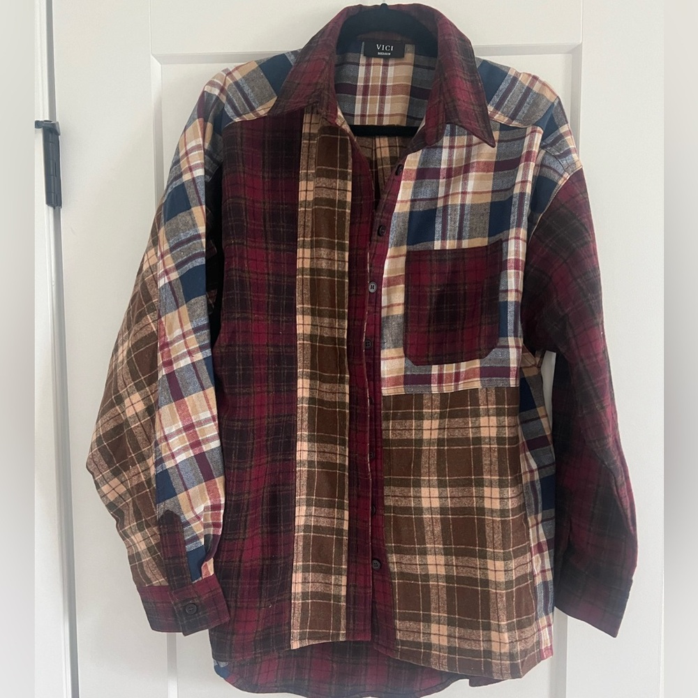Vici mixed plaid shirt